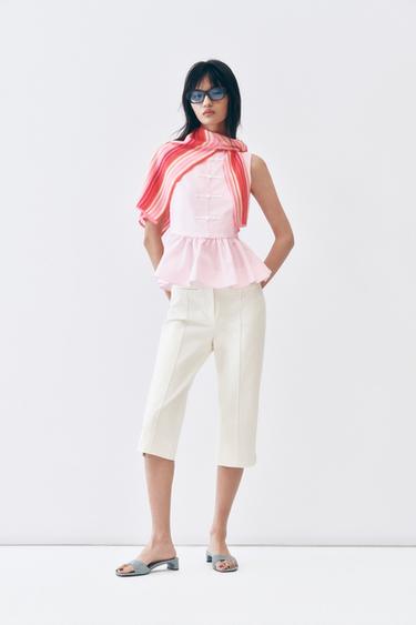 PEPLUM TOP WITH FIREMAN CLASPS - Pink by Zara