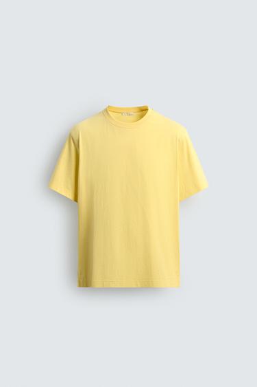 REGULAR FIT STRIPED JACQUARD T-SHIRT - Yellow by Zara
