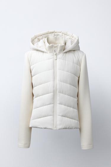 NEOPRENE-EFFECT SLEEVE PUFFER JACKET - Ecru by Zara