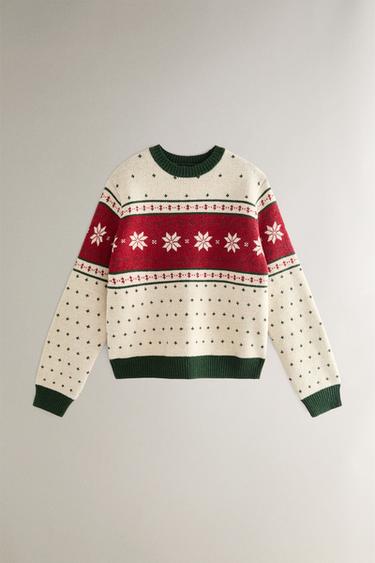 JACQUARD CHRISTMAS SWEATER - Green by Zara