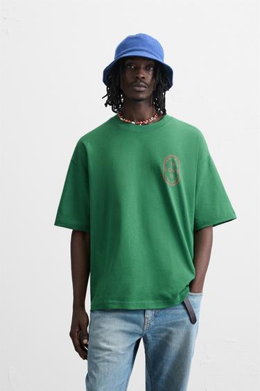 SLOGAN PRINT T-SHIRT - Green by Zara