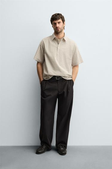 CHECK POLO SHIRT - Beige by Zara - Image 0