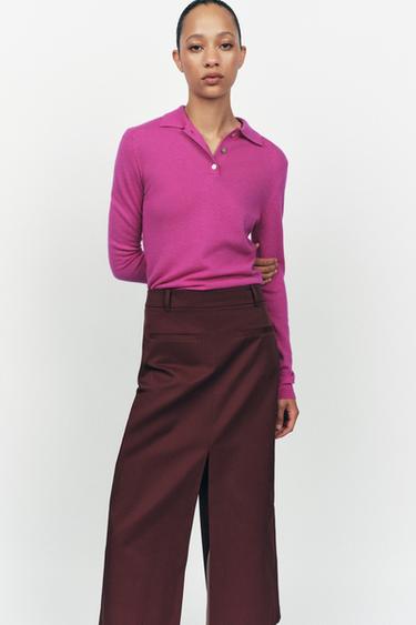 PLAIN POLO NECK 100% WOOL SWEATER - Fuchsia by Zara - Image 0