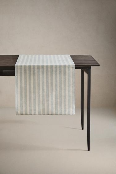STRIPED TABLE RUNNER - Green / Blue by Zara