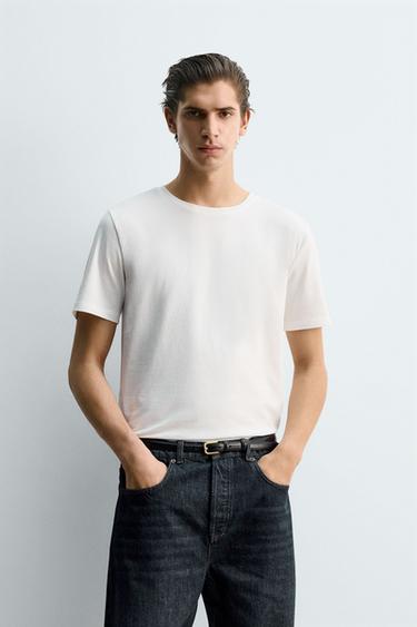 BASIC SLIM FIT T-SHIRT /01 - White by Zara