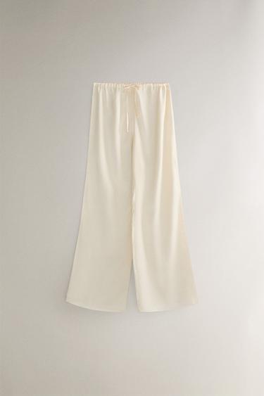SATEEN TROUSERS - Ecru by Zara
