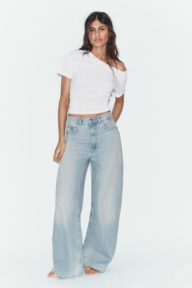 TRF EXTRA WIDE-LEG HIGH-WAIST JEANS - Aquamarine by Zara