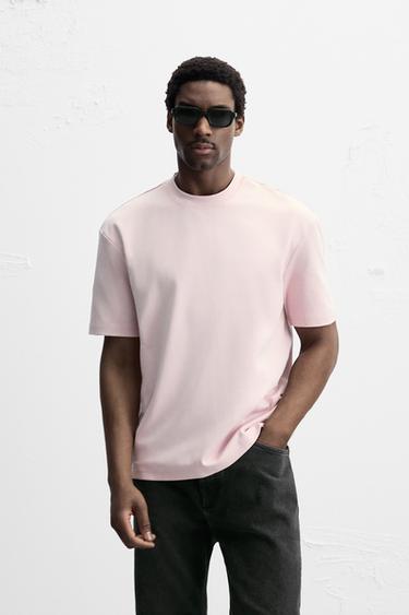 BASIC REGULAR FIT T-SHIRT - Pale pink by Zara