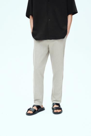 TEXTURED COMFORT TROUSERS - Beige marl by Zara