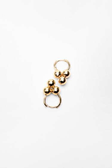HOOP EARRINGS WITH BALLS - Golden by Zara