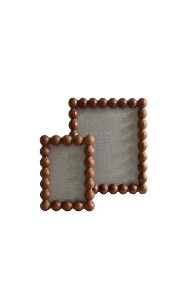 BEADED WOODEN PHOTO FRAME - Dark brown by Zara