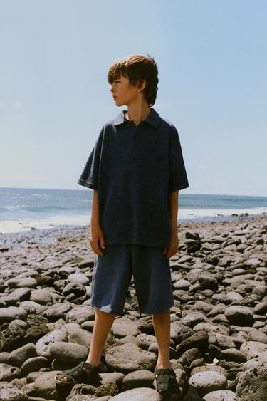 100% LINEN BERMUDA SHORTS - Blue / Steel by Zara