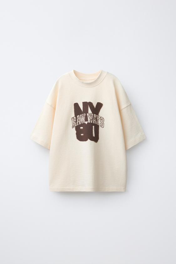 SPRAY EFFECT TEXTURE T-SHIRT - Ecru by Zara - Image 0