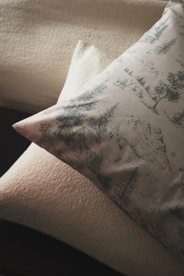 CHRISTMAS TOILE DE JOUY PERCALE PILLOWCASE - Beige by Zara