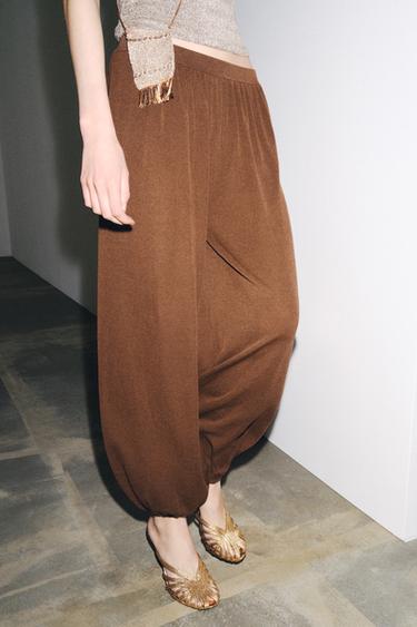BALLOON KNIT TROUSERS - Chocolate by Zara