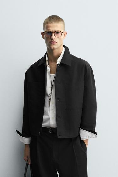 RELAXED FIT OVERSHIRT WITH POCKETS - Black by Zara