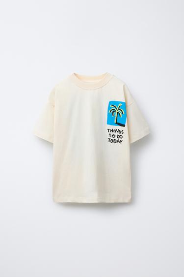 PALM TREE PRINT T-SHIRT - Ecru by Zara - Image 0