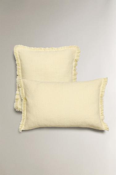 FRINGED CUSHION COVER - Yellow by Zara