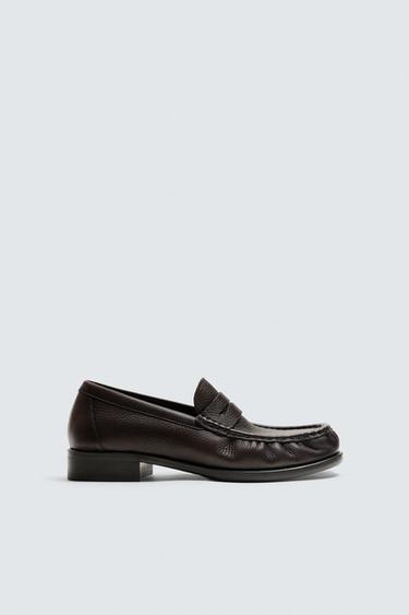 LEATHER LOAFERS LIMITED EDITION - Dark tan by Zara