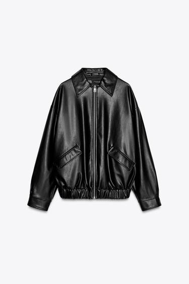 FAUX LEATHER OVERSIZE JACKET - Black by Zara - Image 0