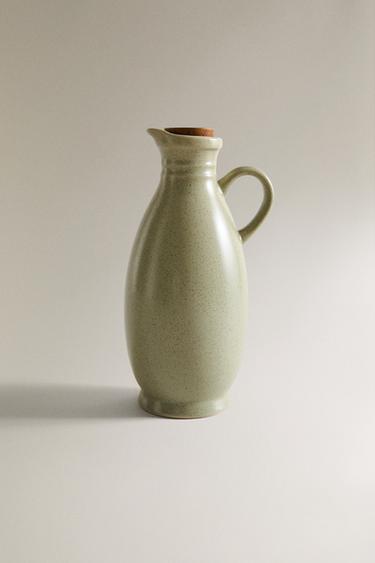 STONEWARE CRUET WITH LID - GREENISH by Zara