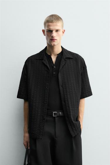 STRIPED TEXTURED SHIRT - Black by Zara
