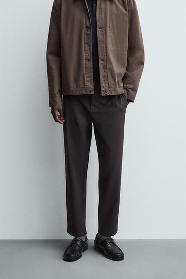 TEXTURED COMFORT TROUSERS - Brown by Zara
