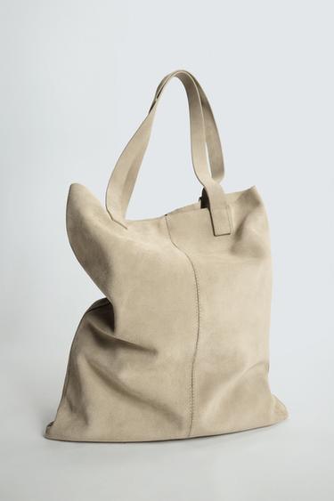 LEATHER TOTE BAG - Sand Brown by Zara