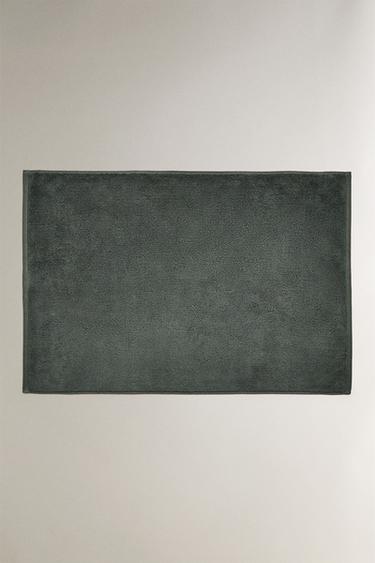 RICE STITCH COTTON BATH MAT - Dark green by Zara