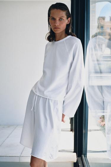 COTTON DRAWSTRING BERMUDA SHORTS - White by Zara