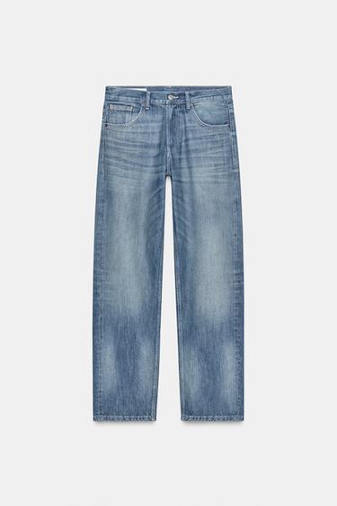 TRF LOW-RISE BAGGY TAPERED JEANS - Blue by Zara