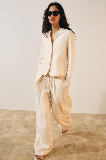 ZW COLLECTION 100% LINEN BLAZER - Ecru by Zara