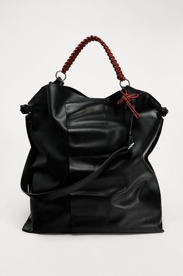LEATHER TOTE BAG X AO YES - Black by Zara