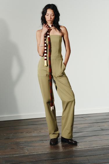 STRAPLESS JUMPSUIT - Green / Grass by Zara