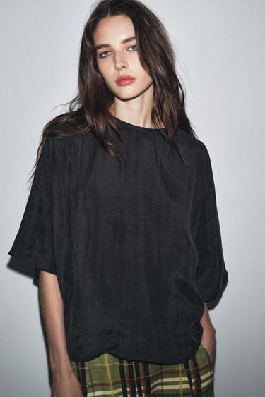 ZW COLLECTION SHORT SLEEVE TOP - Grey marl by Zara