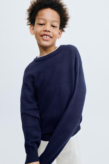 STORIESZ - COTTON AND LINEN KNIT JUMPER - Bluish by Zara