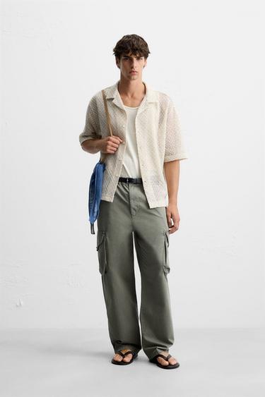 TEXTURED SHIRT WITH CUTWORK - Beige-pink by Zara - Image 0