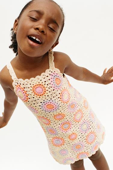 CROCHET KNIT DRESS - Pastel pink by Zara