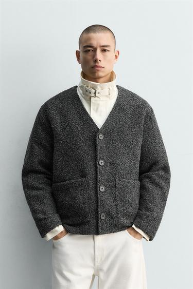 TEXTURED RELAXED FIT CARDIGAN - Anthracite Grey by Zara