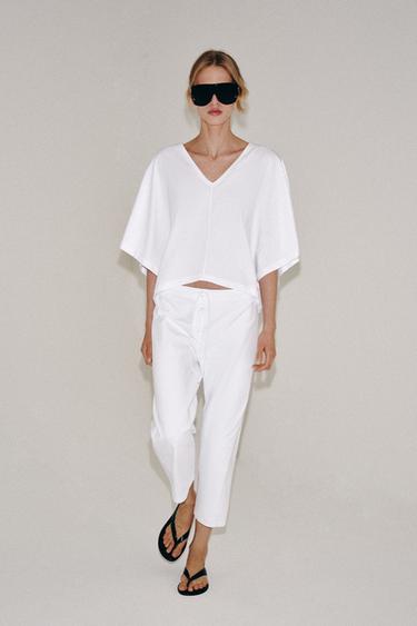 COTTON CAPE T-SHIRT - White by Zara