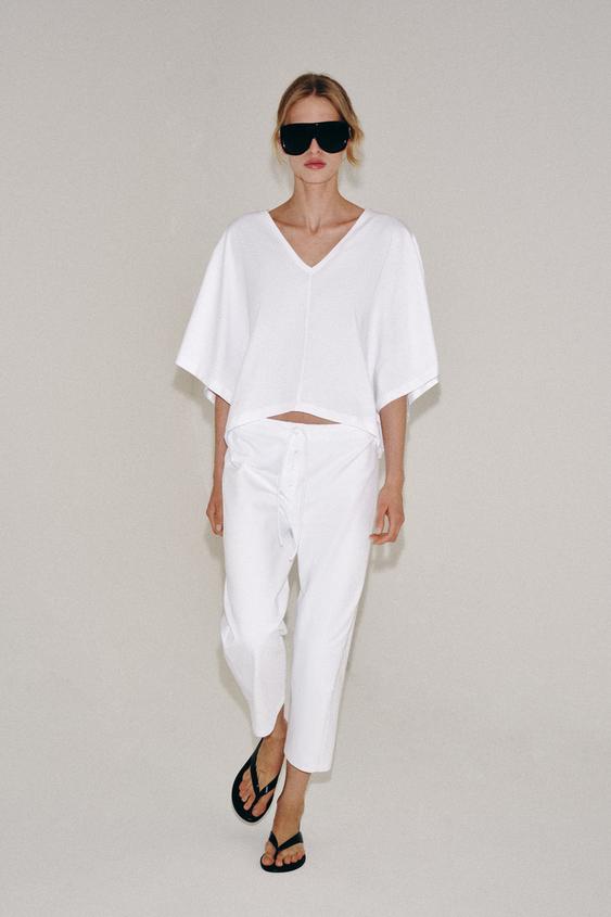 COTTON CAPE T-SHIRT - White by Zara - Image 0