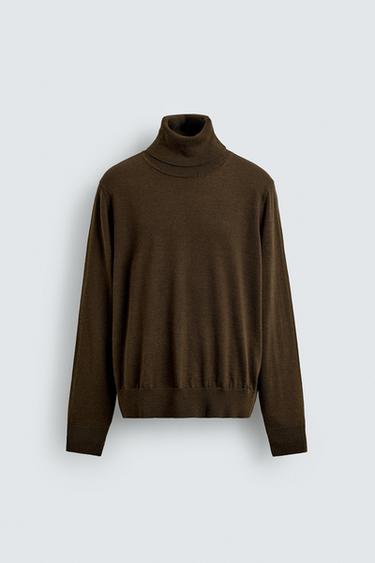 WOOL HIGH NECK JUMPER - Brown by Zara
