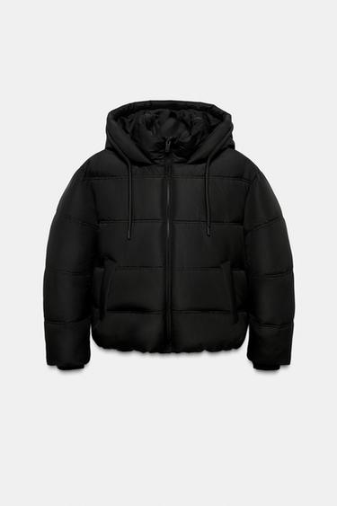 SHORT WATER-REPELLENT AND WINDPROOF HOODED ANORAK - Black by Zara