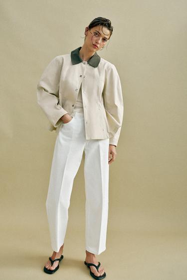 Z1975 MID-WAIST BARREL JEANS WITH PRESSED CREASE - White by Zara