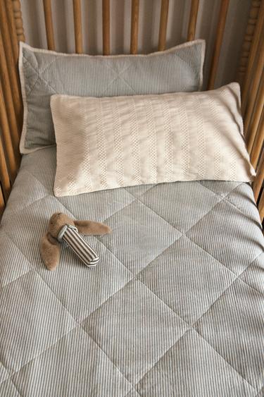 KIDS' STRIPED COTTON QUILTED BEDSPREAD - Blue by Zara