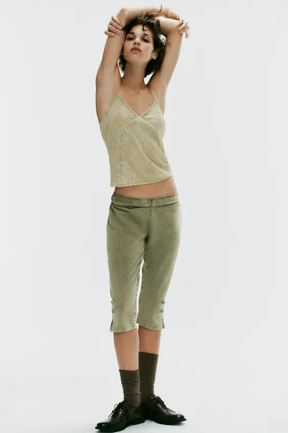 BEADED LACE CAMISOLE TOP - Light green by Zara - Image 0