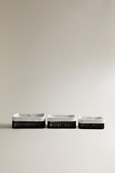 RECTANGULAR FABRIC-LINED HAMPER - Black by Zara - Image 0