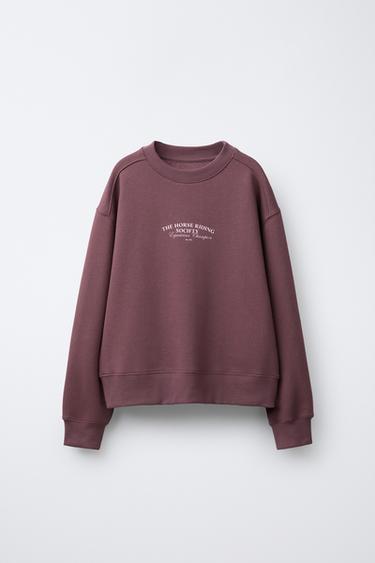 RAISED SLOGAN SWEATSHIRT - Burgundy by Zara