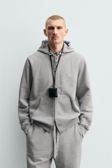 HEAVYWEIGHT HOODIE WITH ZIP - Grey marl by Zara