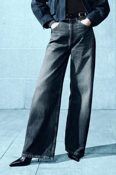 TRF EXTRA WIDE LEG HIGH-WAIST JEANS - Navy blue by Zara